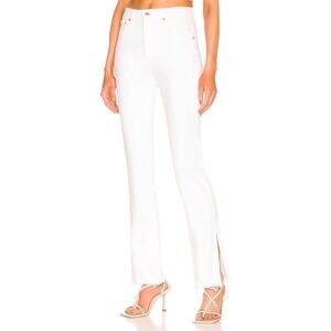 GRLFRND Hawlow High-Rise Boot Leg Slit Jean Silver Strand White Women's Size 28
